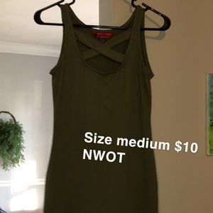 Olive green mini dress